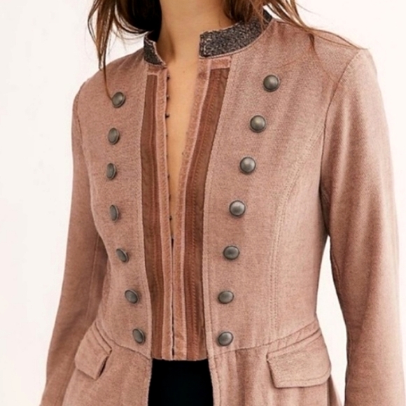 OFFER🌸 Free People Military Peplum Embellished Jacket, Small - Picture 2 of 7